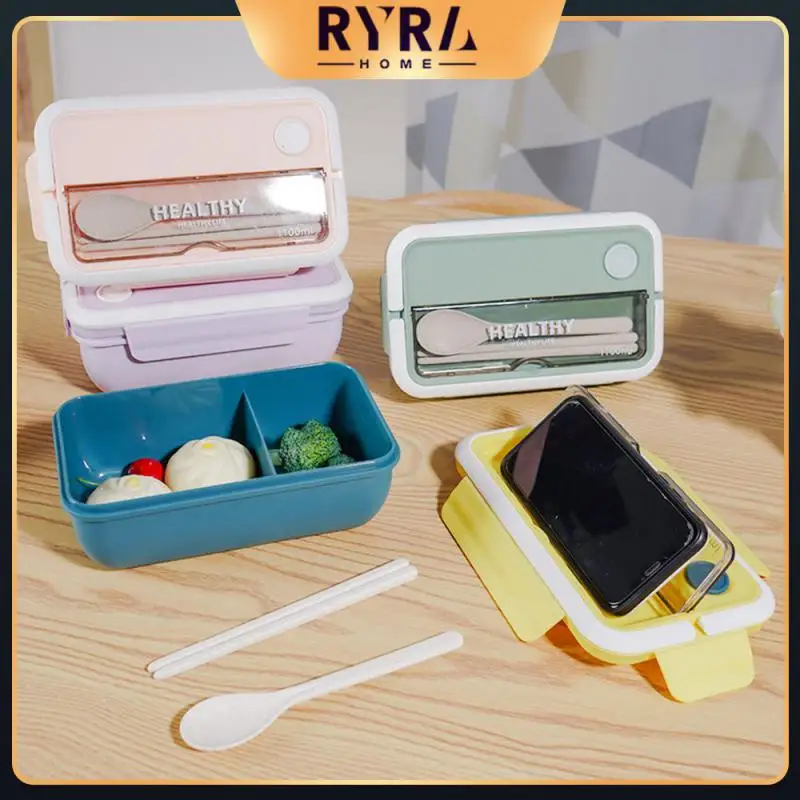 

1pc Hermetic Lunch Box Microwave Oven Heating Portable Children Student Bento Box With Spoon Chopsticks New Tableware Supplies