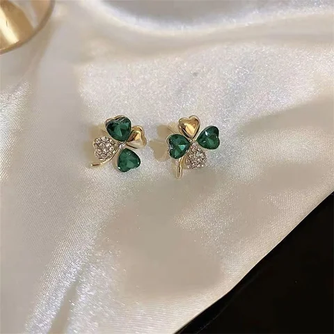 Серьги-кольца четырелистный клевер