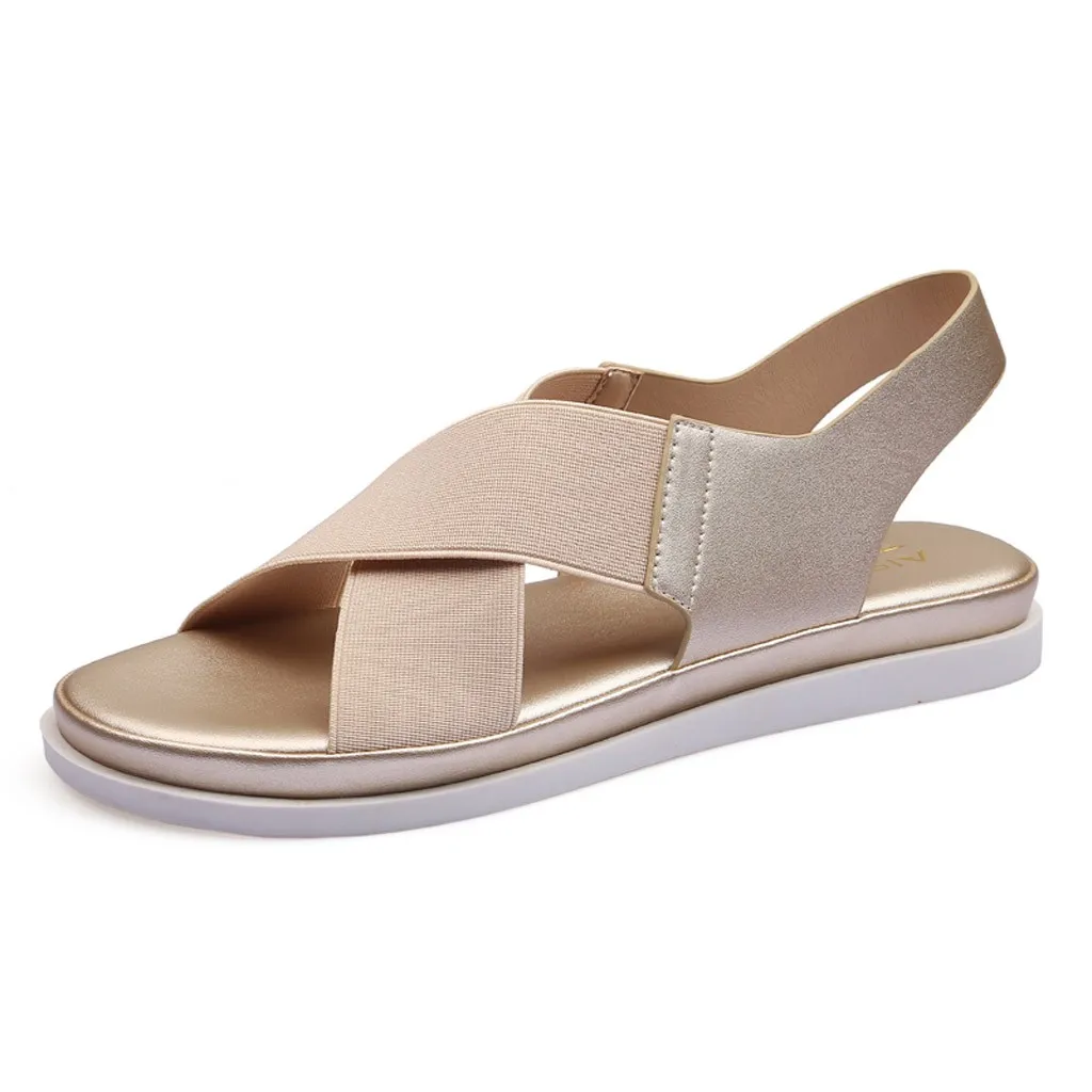 

Summer Comfy Slip On Women Sandals Elastic Textile Splicing Sandals Casual Beach Shoes For Woman Classics Non-slip Lightwei