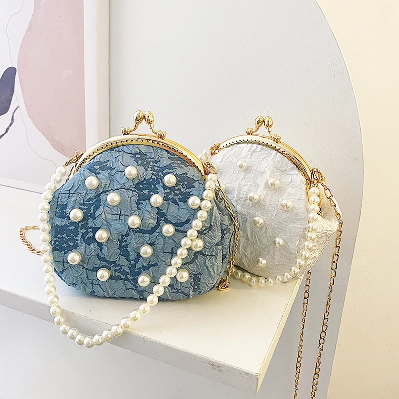 

Pearl Shoulder Evening Bag For Women 2022 Trend Fashion Crossbody Tote Bag Luxury Designer Handbag Purse Messenge Top Handle Bag