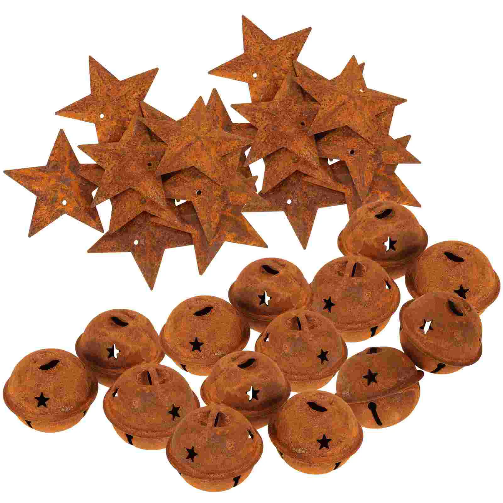 

Rusty Star Bell Xmas Tree Embellishment Hanging Bells Iron Festival Ornament Stars Holiday Decor Retro Christmas jingle