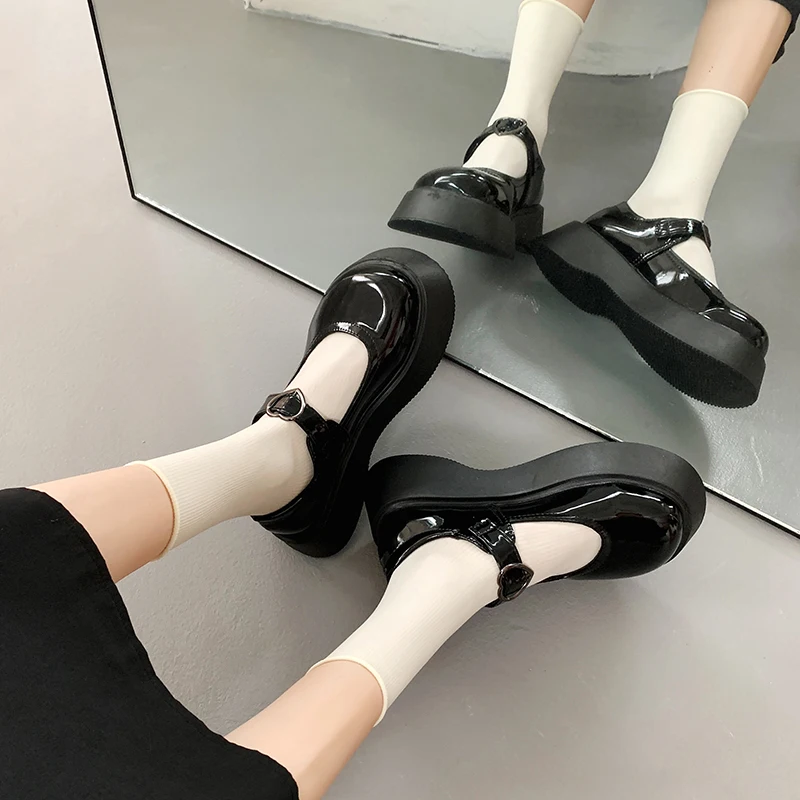 

Shoes Woman Flats Oxfords Clogs Platform Dress New Leather Retro Creepers Summer Rome Med Rubber PU Mary Janes Basic Spring