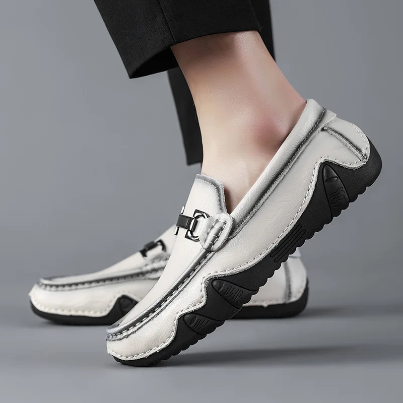 

Мужская обувь, новинка, модные брендовые мужские повседневные туфли ручной работы, дышащие мягкие кожаные лоферы, удобные брифы без шнуровк...