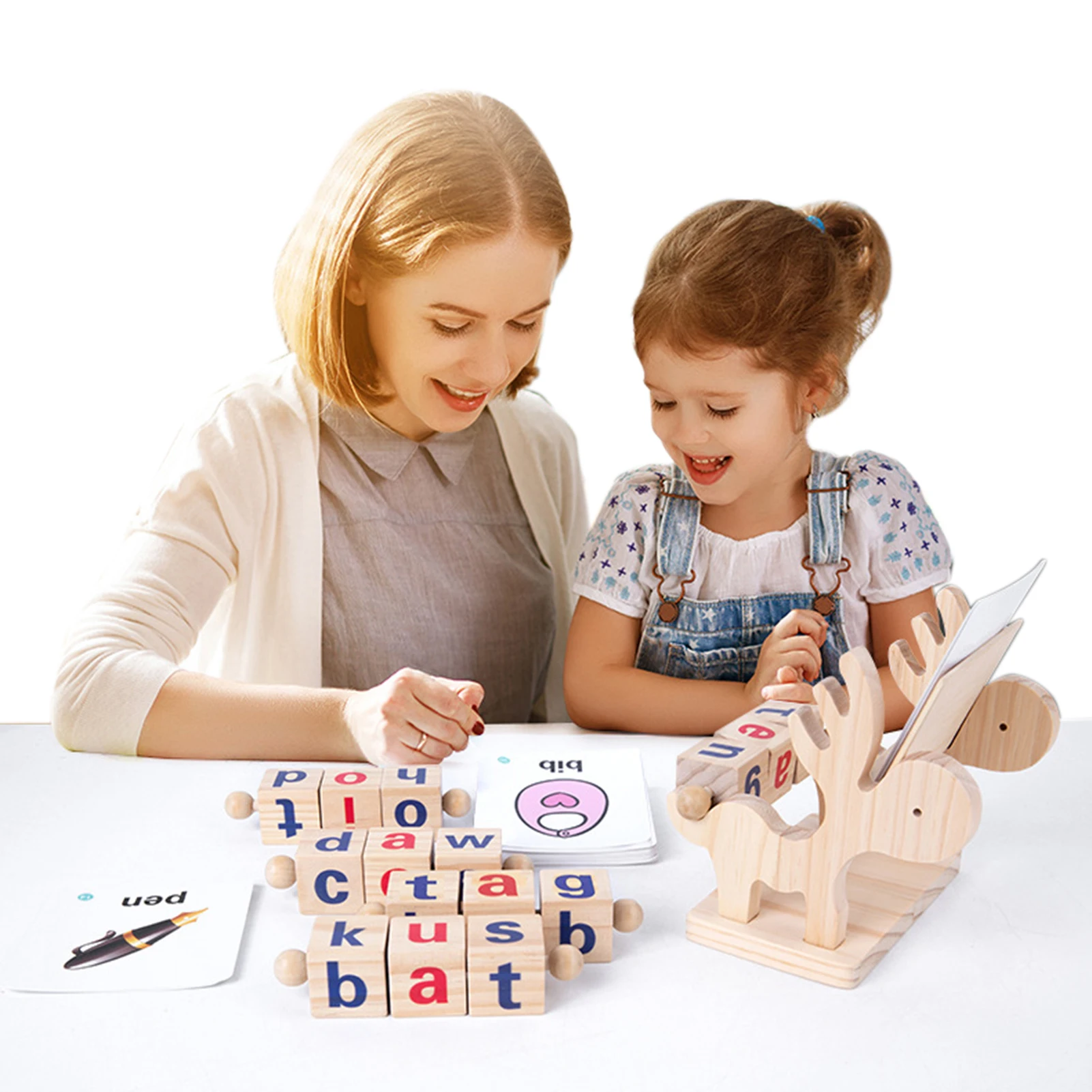 

Alphabet Reading Blocks Wooden Blocks Rods Words Spelling Matching Game Toys Set Montessori Props For 3+ Year Old Kids 2022