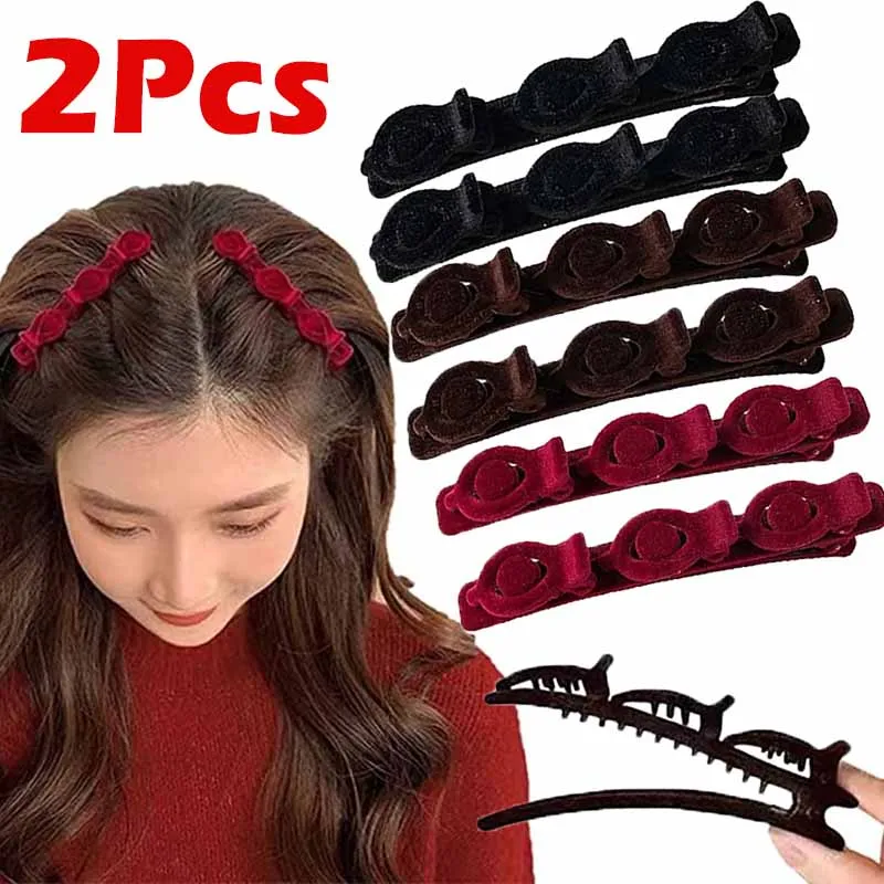 

2Pcs Fashion Flocked Bangs Hair Clip Black Headwear Women Cute Barrettes Hairgrip Alice Braided Hairpins Hair Accessories