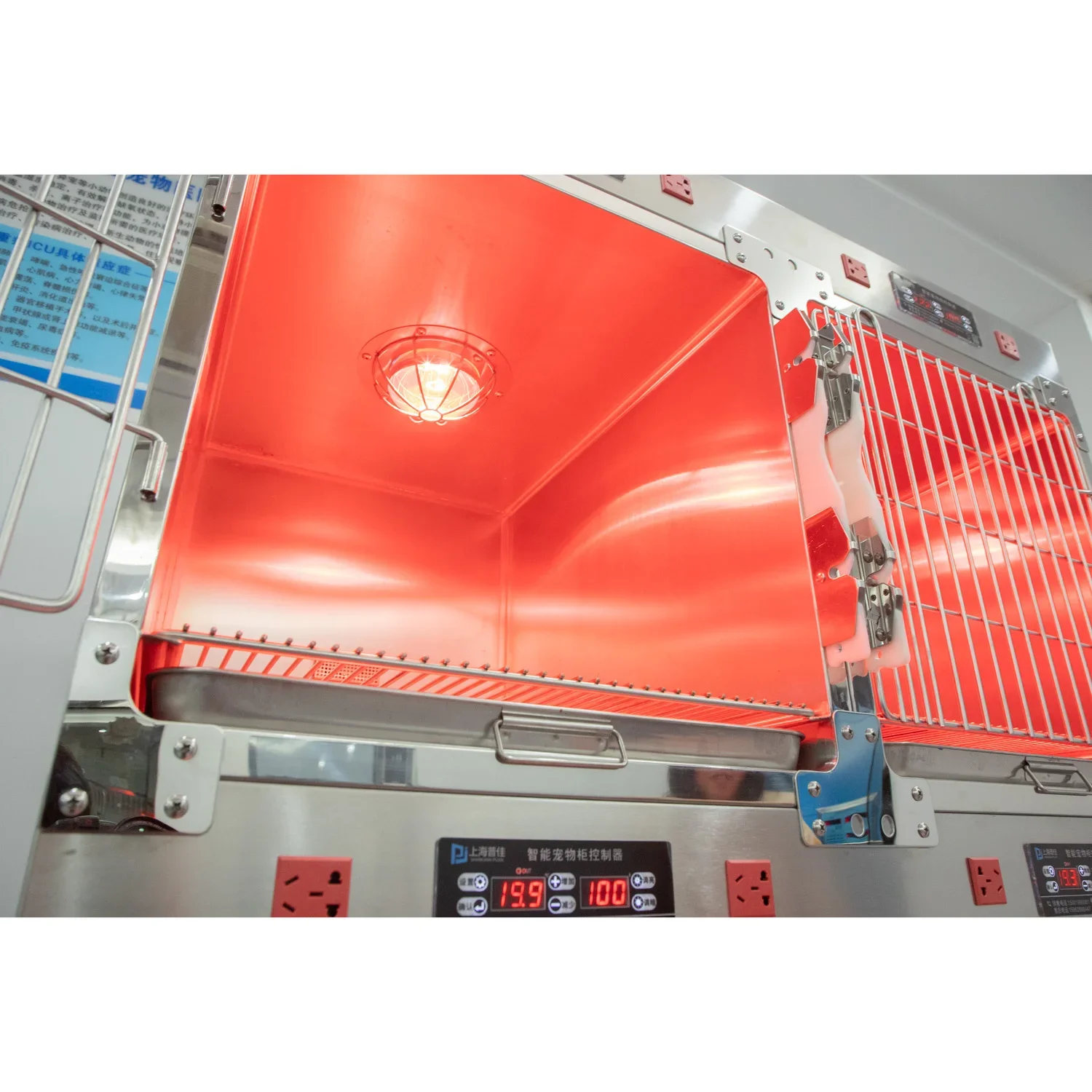 Ветеринарная мобильная клетка для домашних животных из нержавеющей стали Ox ygen IC U