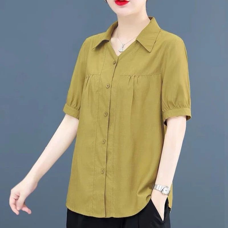 Новинка лета 2024 шифоновая рубашка с коротким рукавом Женская стильная простая и