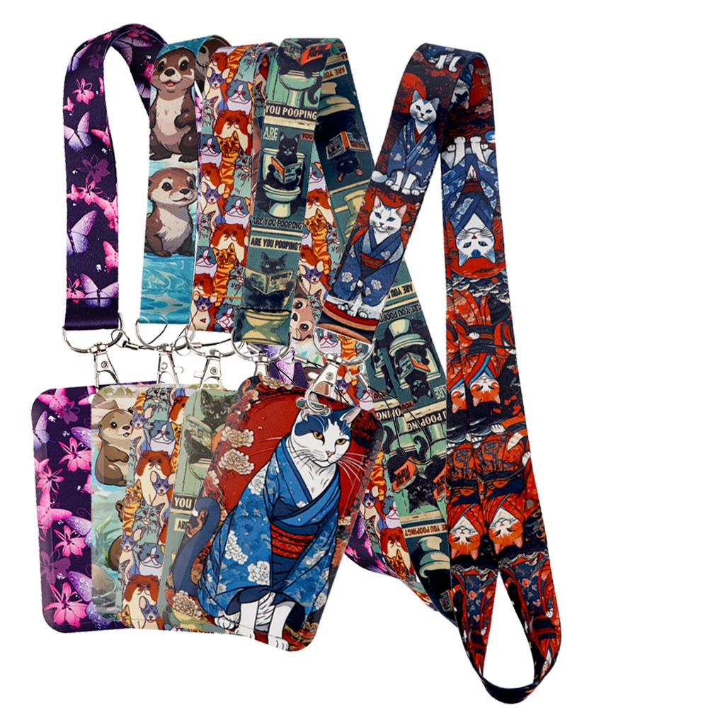 Брелок-лента с принтом бабочки кота