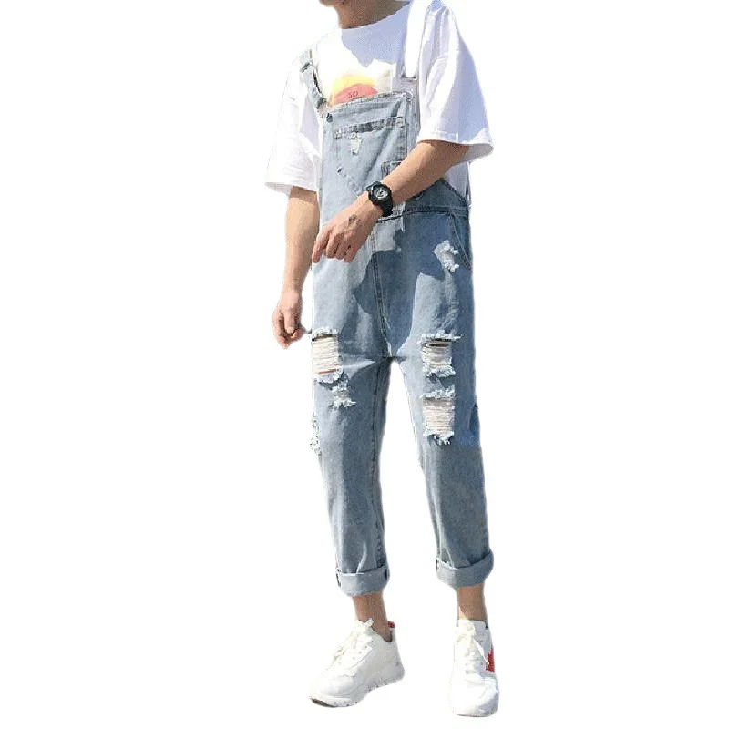 Denim Overalls for Men Trendy Loose Cargo Suspenders Vintage Mens Rompers