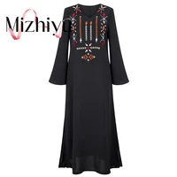 2022 fashion ladies vintage pattern v neck sexy black flared sleeve slit skirt dress elegant boho dress summer party beach dress