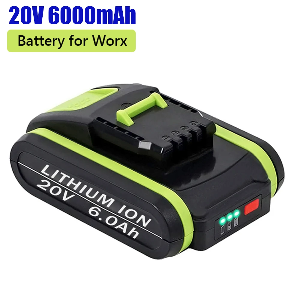 

Novasferramentas elétricas bateria de substituição recarregável 20v 6000mah lítio para worx wa3551 wx390 wx176 wx178 wx386 wx678