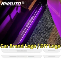 rmauto led car door light projector lamp 7 color dynamic led welcome pedal door scuff plate pedal sill pathway light for toyota