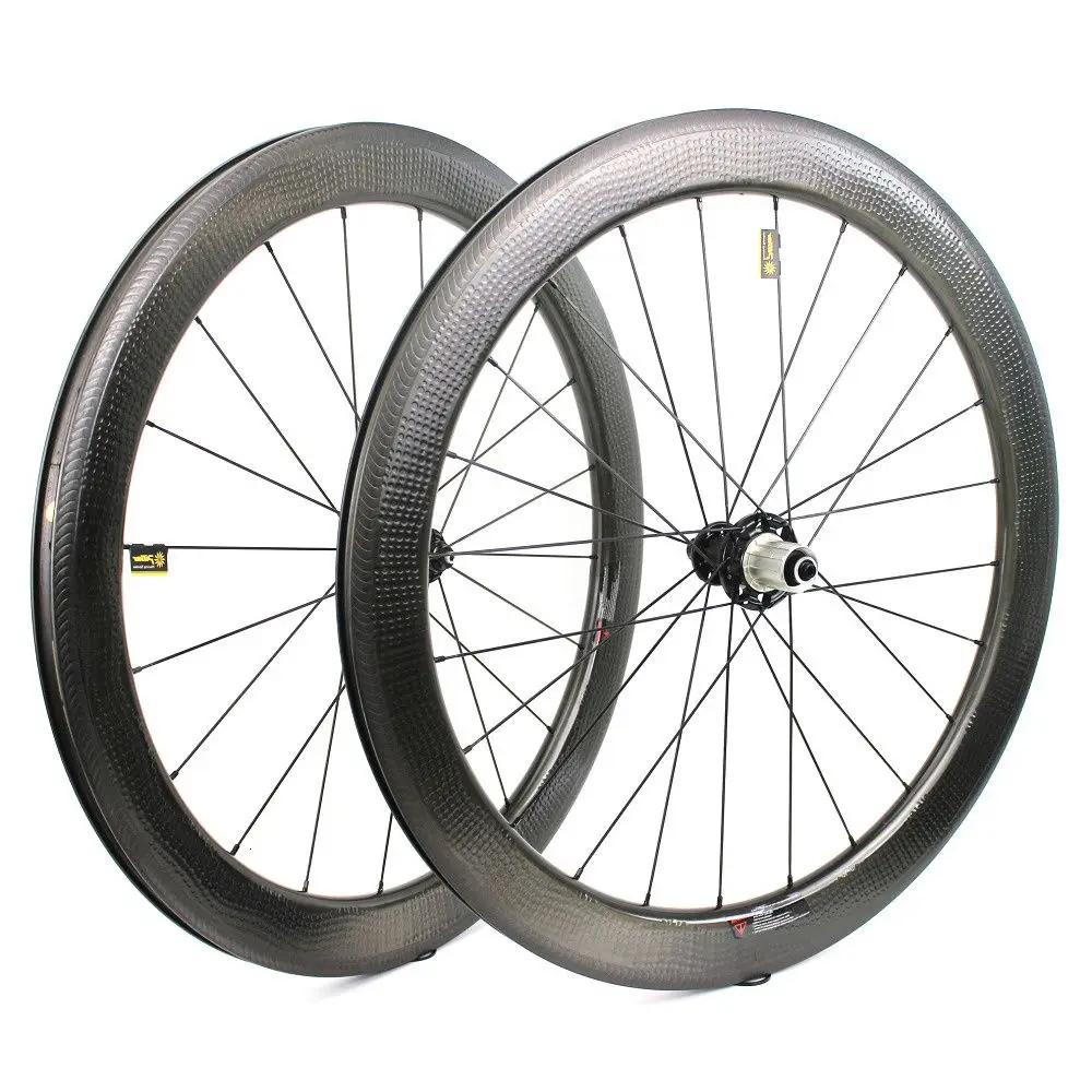 

AIRWOLF Carbon Wheelset Dimple Surface Road Bicycle Wheels Novatec 271 372 Hub Powerway R13 Height 58mm Width 25mm Bike Wheelset