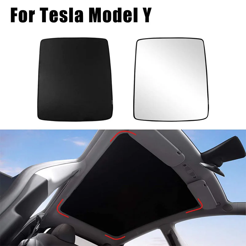 

For Tesla Model Y Roof Insulation Sunshade Cover with UV/Heat Insulation Cover Set Front Rear Sunroof Windshield