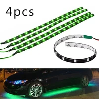 4pcs green led light strip 30cm 15smd auto motorcycle atmosphere lamp flexible strip light car lights strip car accessories