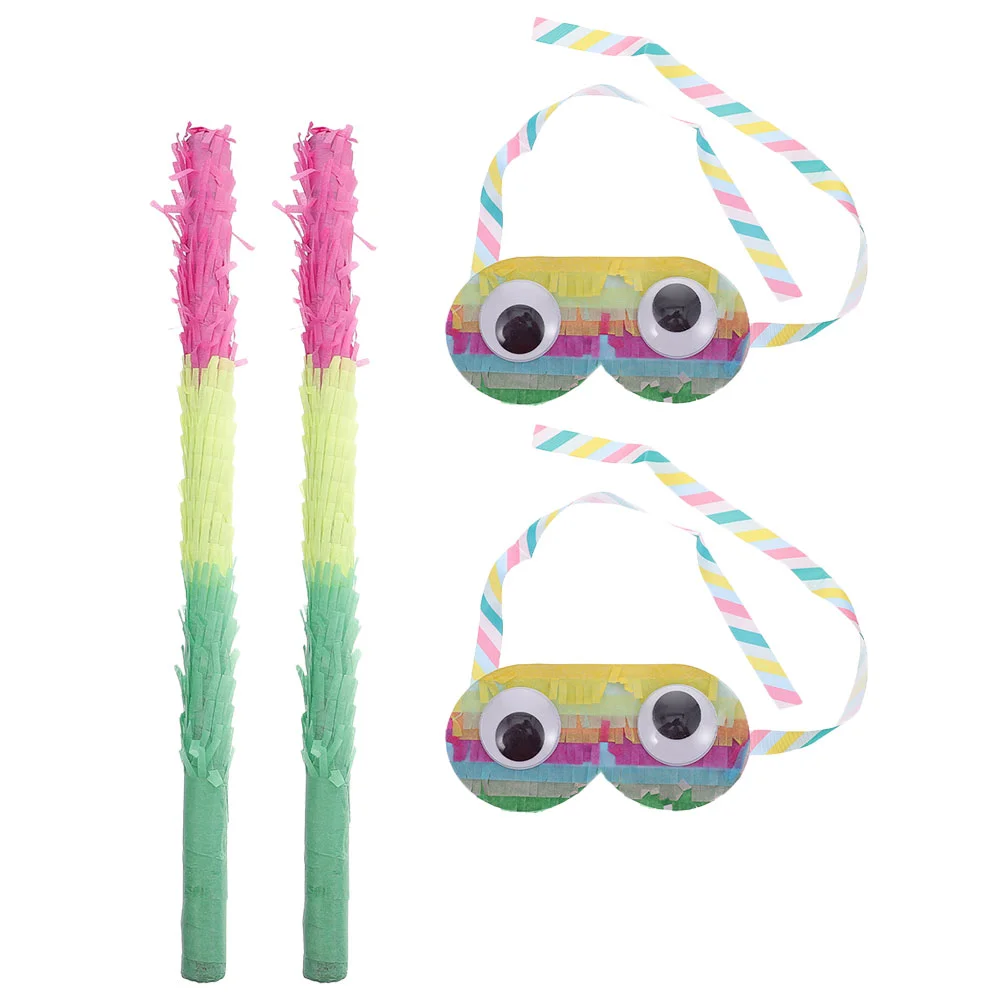 

2 Sets of Colorful Interesting Paper Pinata Stick for Cosplay Prop