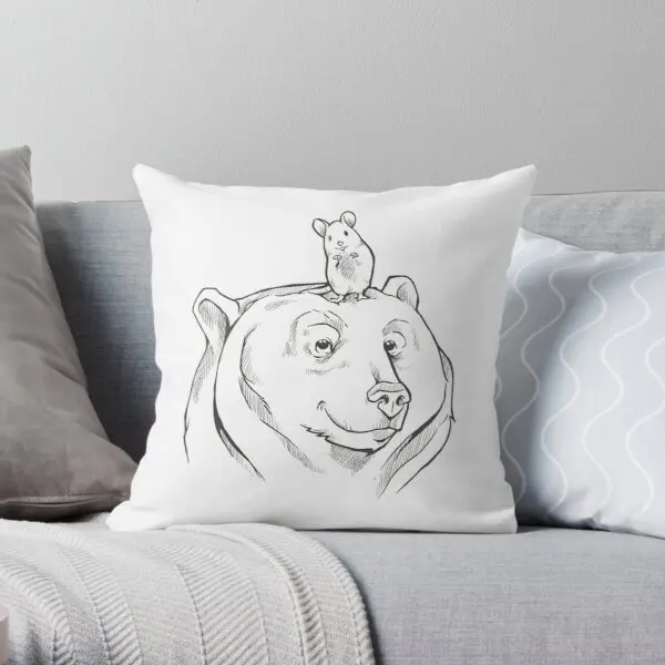 

Bear And Mouse Printing Throw Pillow Cover Comfort Soft Home Bedroom Decor Fashion Waist Hotel Wedding Case Pillows not include