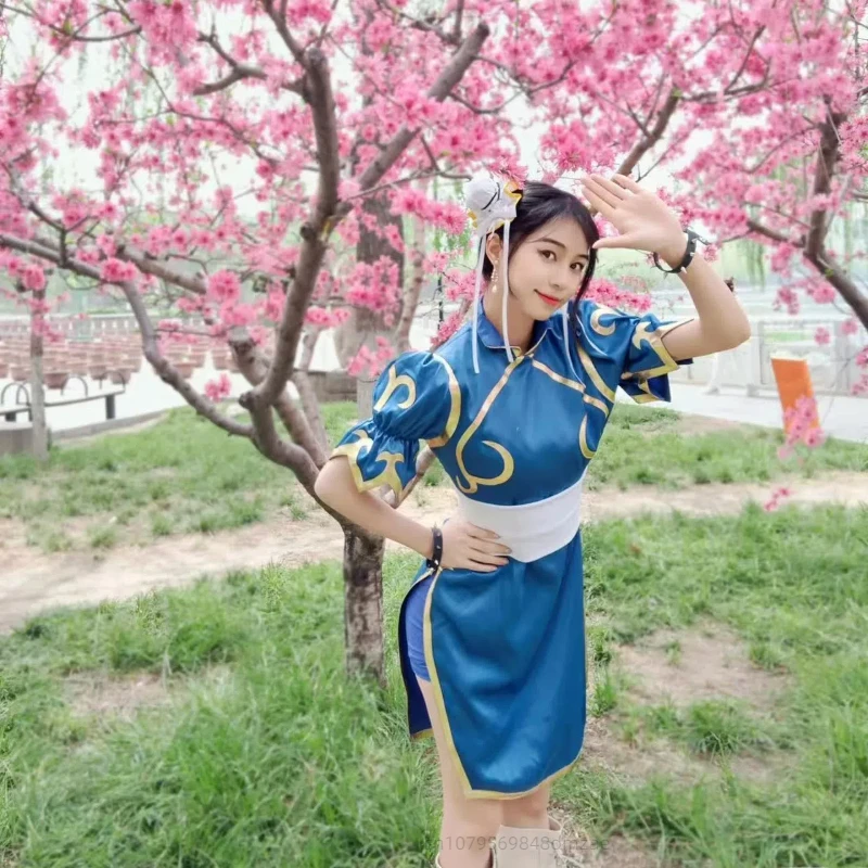 Chunli Косплей Костюм Игровой Персонаж Street Bully Полный Комплект Cheongsam Хэллоуин