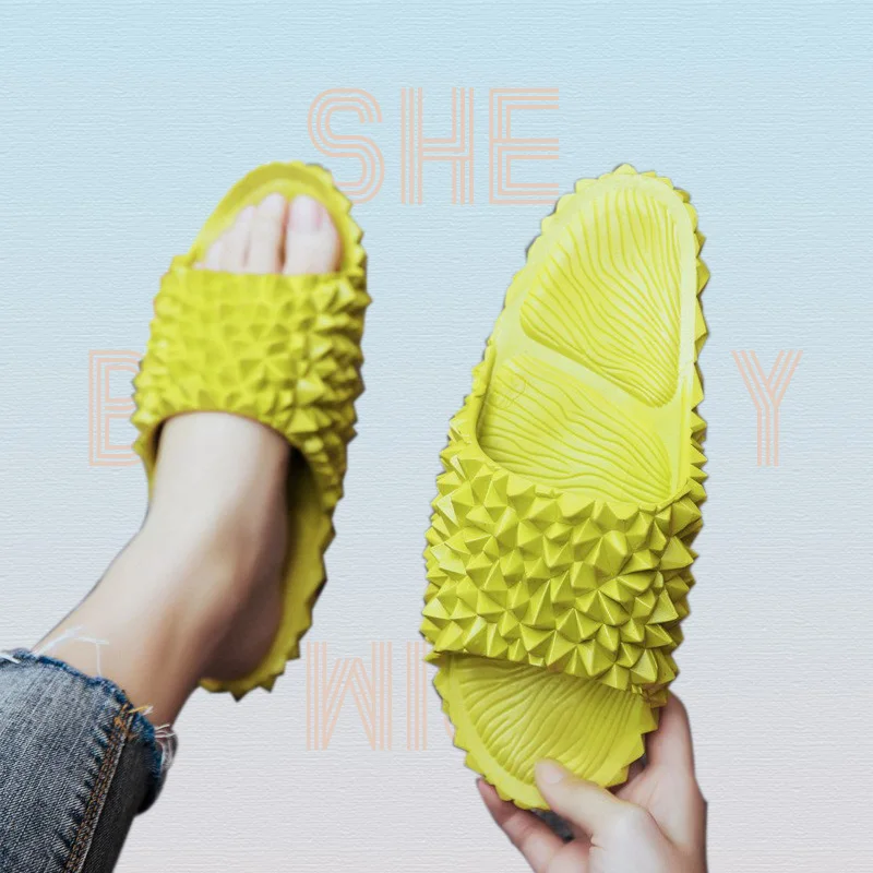 

Шлепанцы женские износостойкие, дурианские сандалии с фруктами, Нескользящие, для ванной комнаты, для гостиной, бесшумные, летние