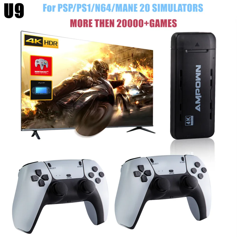 

2022 New TV Game Stick With Two 2.4G Wireless Controller 128GB 20000 Retro Video Games Console Gaming Player GameBox For PSP PS1