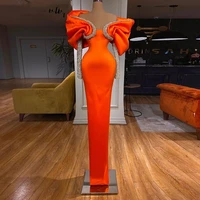 gorgeous two designs mermaid evening dresses robes orange elegant full sleeves sequins beaded women party pageant gowns 2022