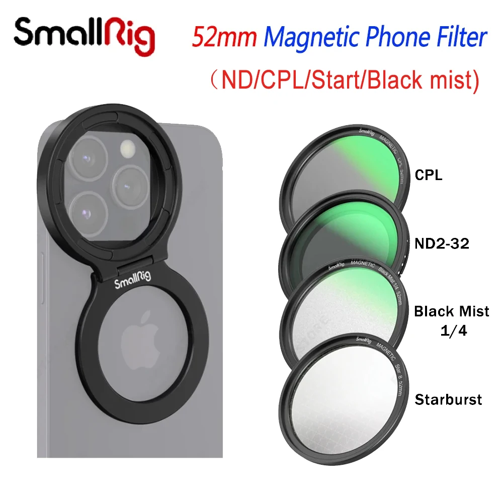 

Магнитный телефонный фильтр Smallrig 52 мм CPL VND 1/4 Черный Туман/звезда для iphone 14 Xiaomi 13Ultra/12Ultra Vivo X90pro Huawei Mate 50