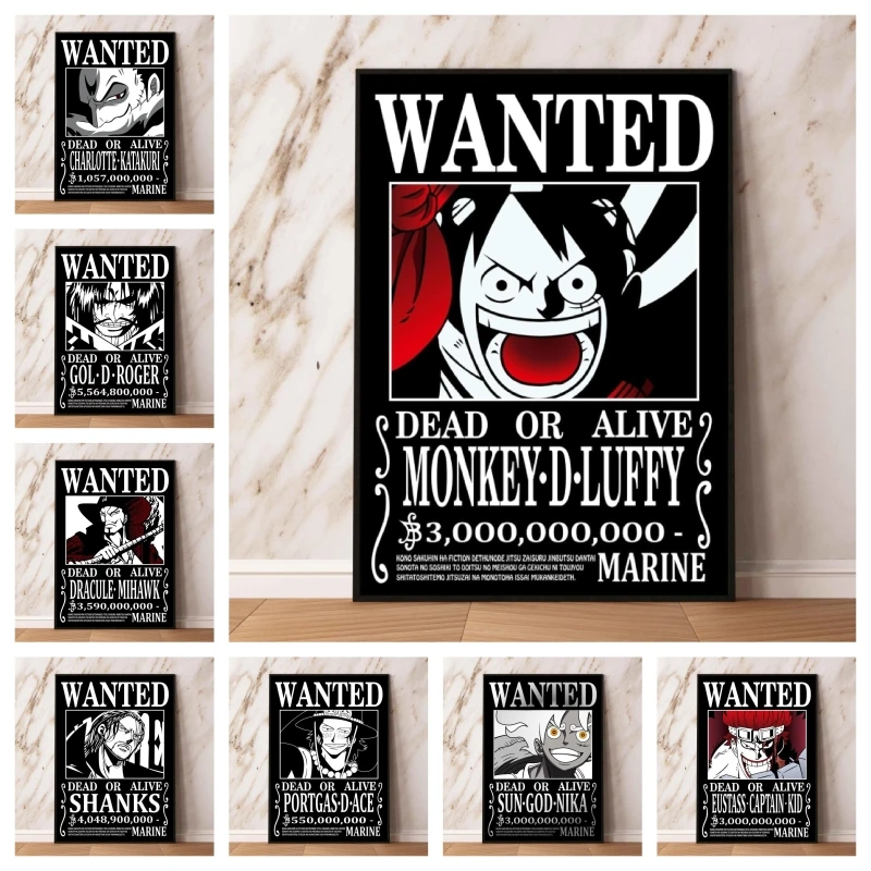 

Canvas Artwork Painting One Piece Bounty Wanted Shanks Modular Prints Kid Action Figures Cuadros Best Gift Comics Pictures
