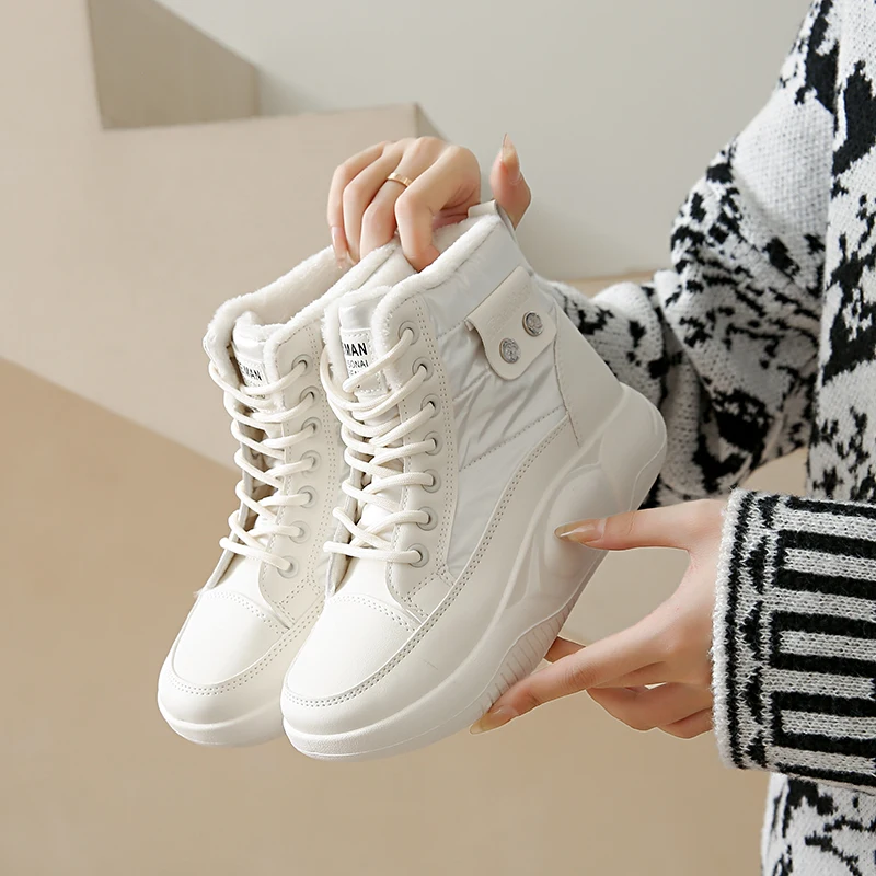 Женские модные теплые зимние ботинки CRLAYDK на шнуровке уличные ботильоны кожаные