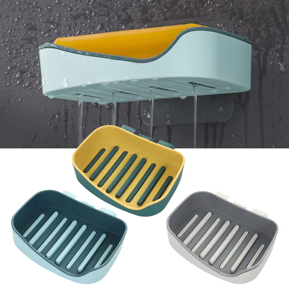 

Soap Dish Holder Strong Suction Soap Drain Rack Dishes Sponge Storage Box Household Bathroom Accessories