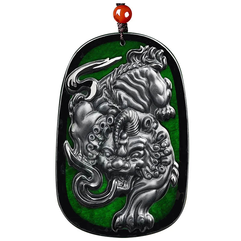 

Natural Black Jade Feng Shui Pixiu Pendant Necklace Men Women Chinese Hetian Moyu Jewelry Charms Brave Troops Lucky Amulet Gifts