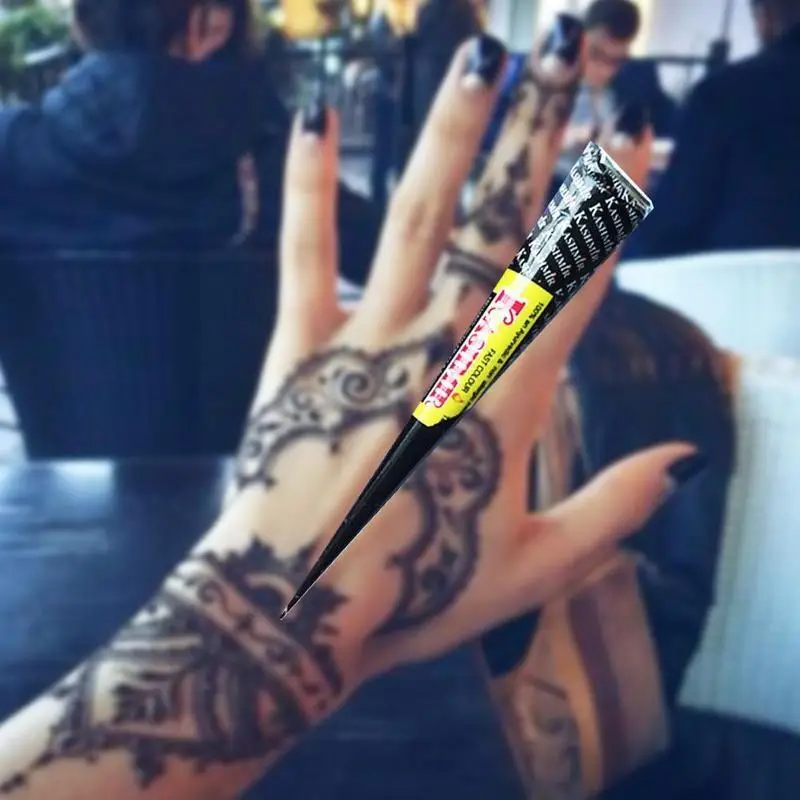 Натуральные индийские черные мгновенные конусы хны временная татуировка для