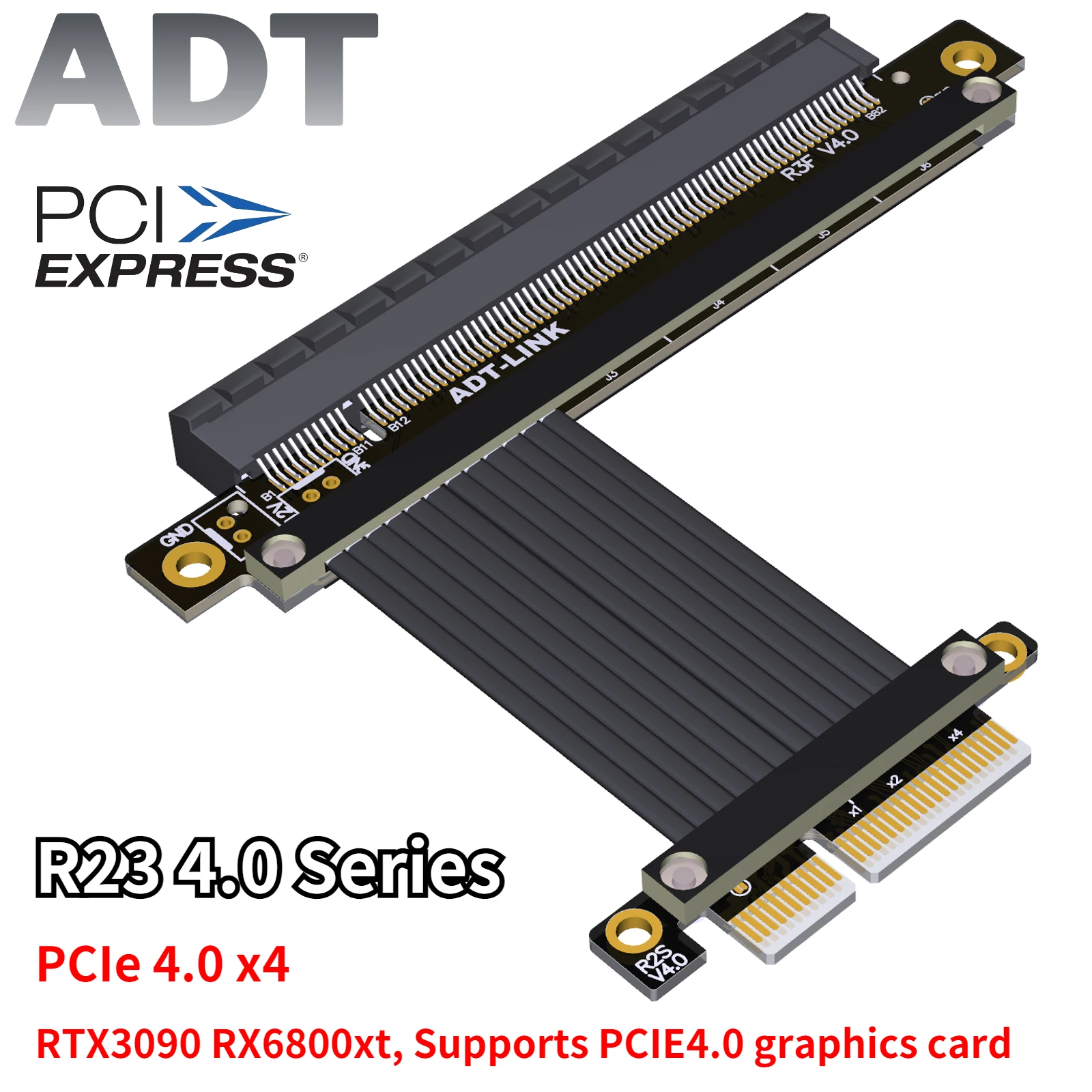

Ленточный кабель Riser Full Speed PCI Express 4.0 16x до 4x, RTX 4,0, видеокарта Gen4.0 PCIE, Райзер-удлинитель для двойного 90-градусного графического процессора