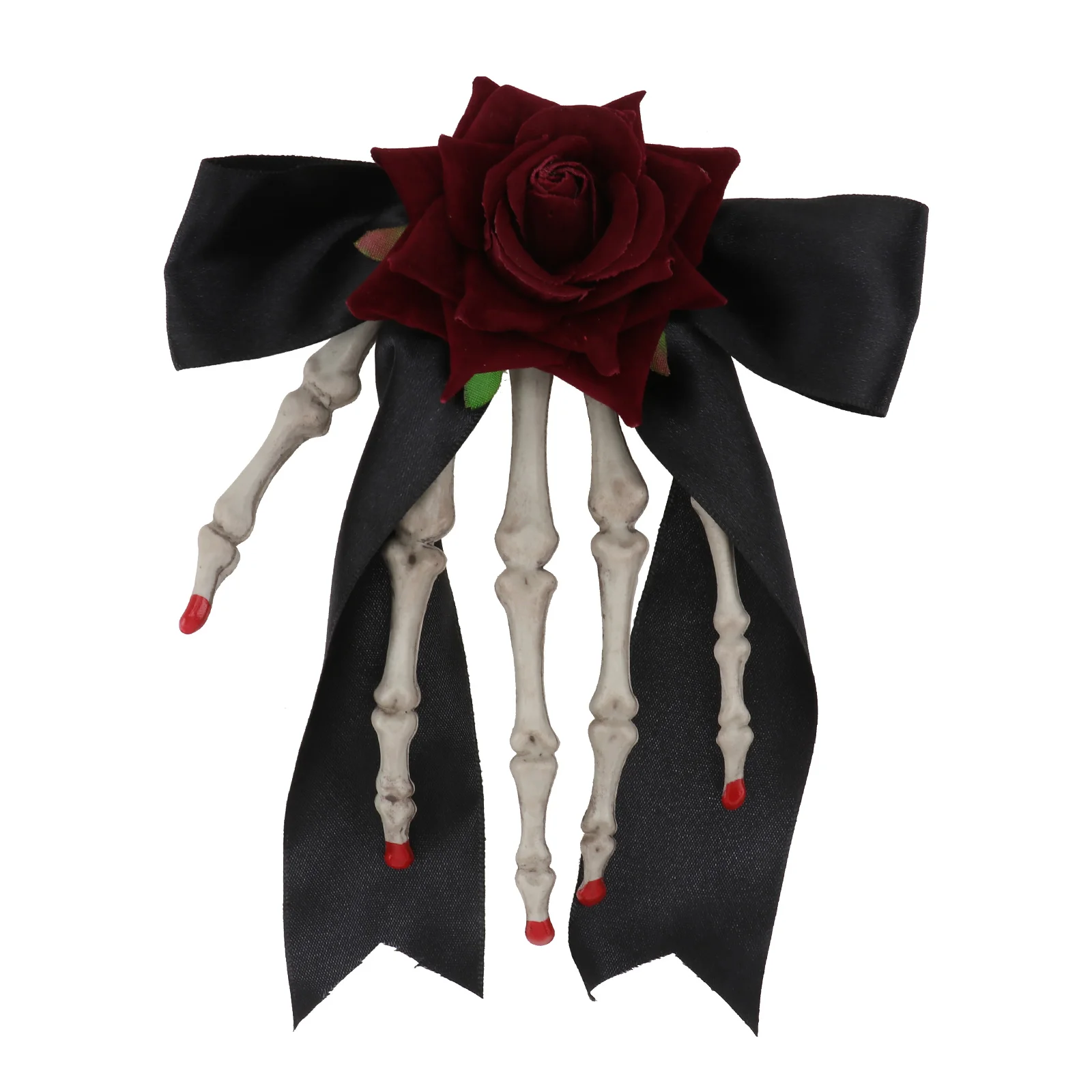 

1pc Themed Skeleton Hand Headdress Rose Skeleton Brooch Decor