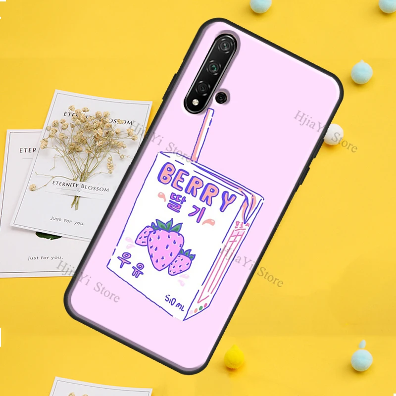 Милый японский чехол с клубничным Молоком Для Huawei P30 P20 P40 P60 Pro P Smart Nova 9 5T Honor Magic 5 Lite