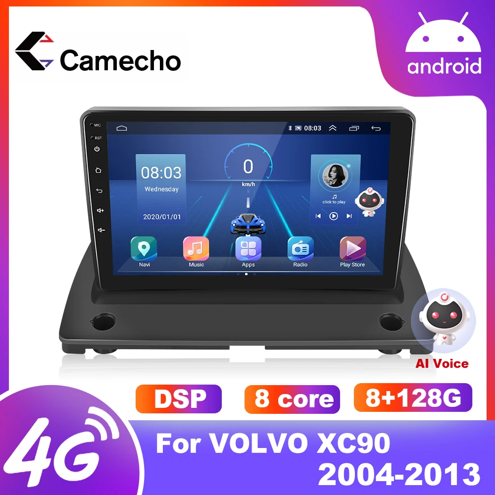 Camecho 8G+128G Android 4G Car Radio Multimedia Player carplay For Volvo XC90 2004-2014 GPS Navigation no 2din dvd autoradio