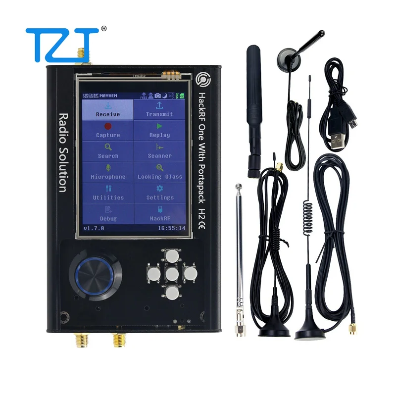 

TZT 1MHz-6GHz Assembled SDR Radio Version 1.7.0 HackRF One R9 + PortaPack H2 + 5 Antennas + Data Cable