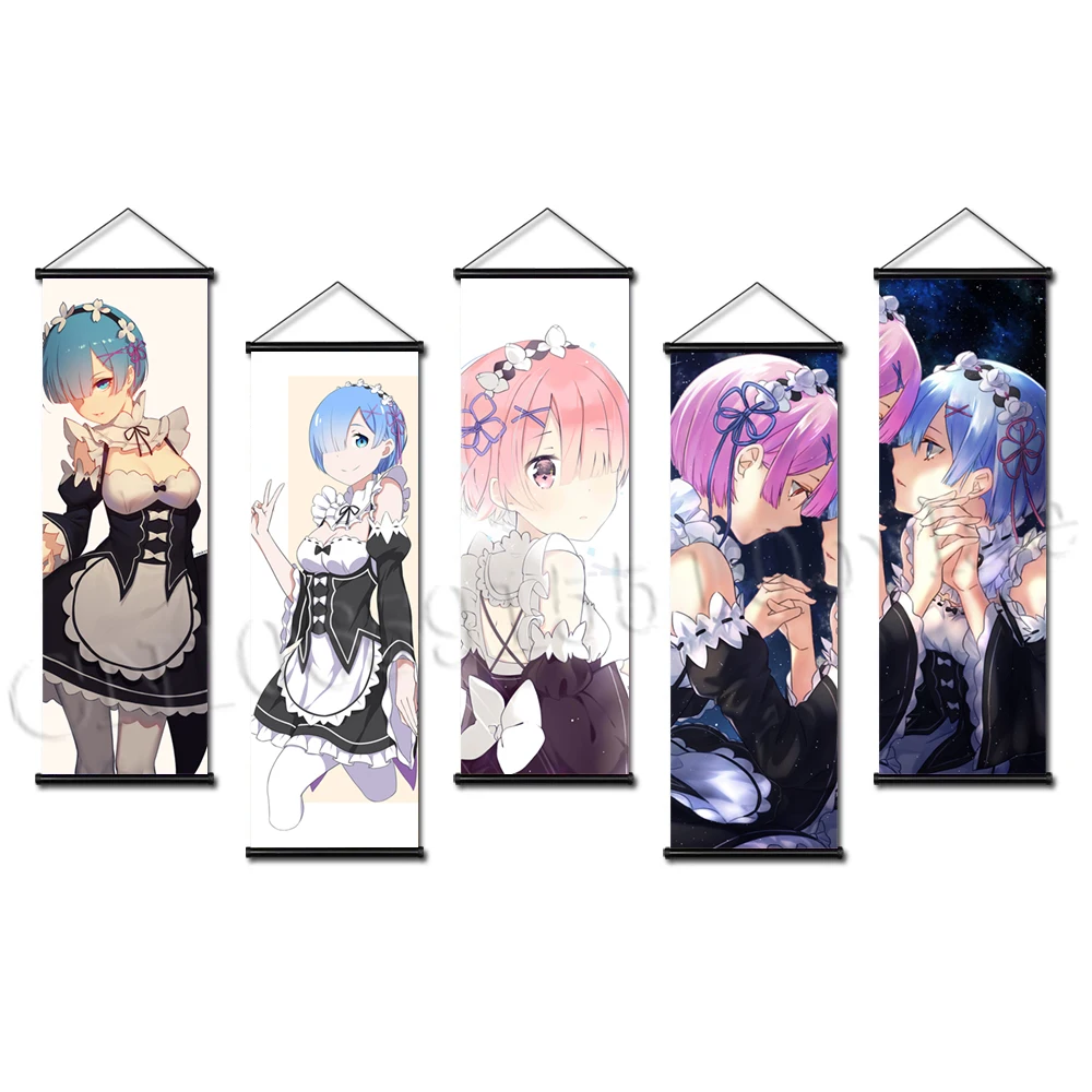 

Кара хаджимера Эмилия плакаты на холсте Re:Zero картины Модульная картина Rem Ram Висячие свитки настенные художественные принты домашний декор