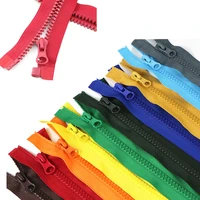 5pcs 40 120cm nylon open end 5 resin long zipper for sewing clothes bags multicolor tooth auto lock zippers diy accessories