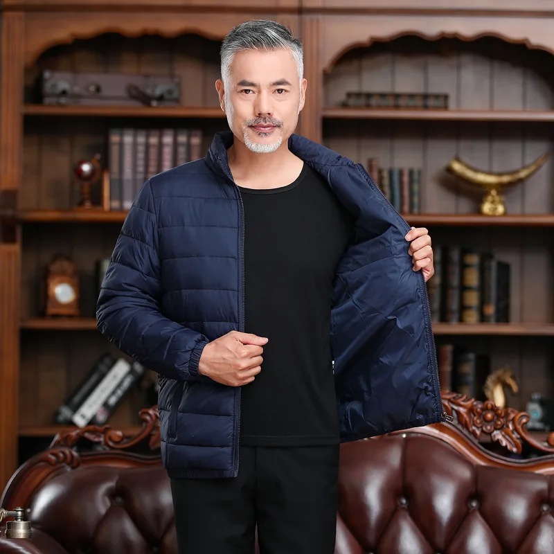 New Casual Men's Lightweight Padded Clothes middle-aged and elderly short plus size padded jacket Men's winter jackets parkas