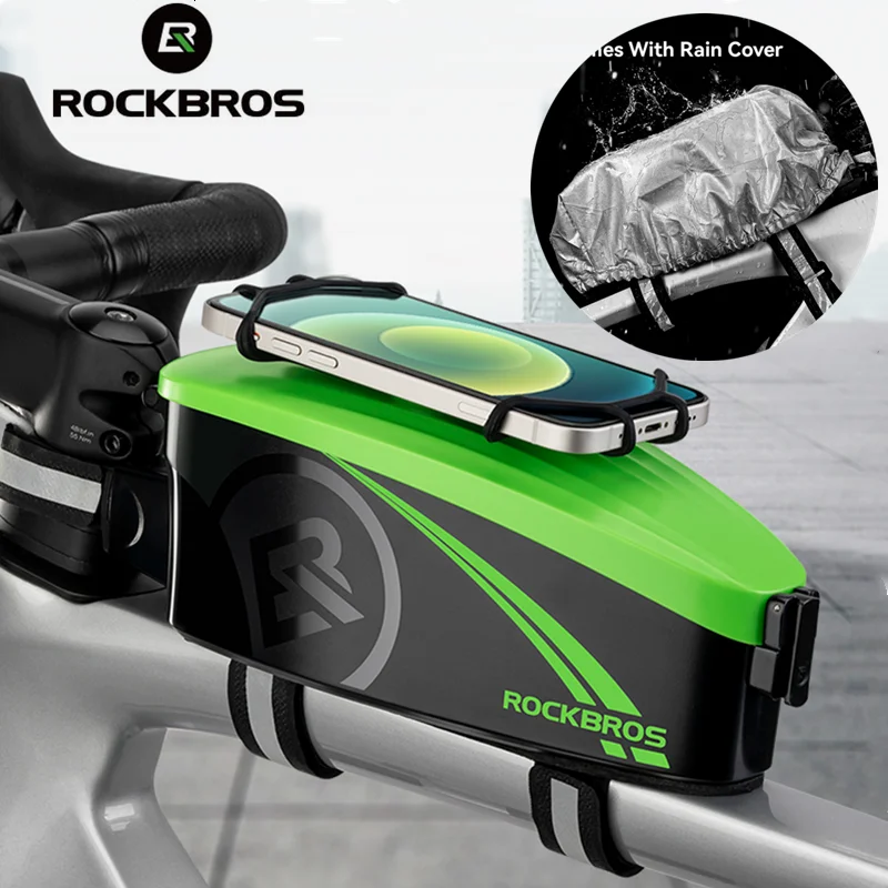 ROCKBROS borsa da ciclismo borsa per telefono da 6.7 pollici borsa speciale per PC con guscio rigido borsa anteriore per bicicletta con accessori per bici antipioggia gratuiti