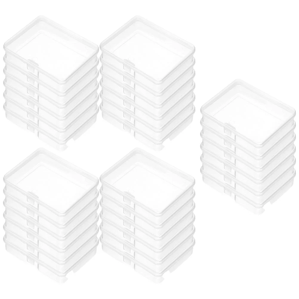 

30 pcs Small Clear Plastic Boxes Beads Storage Containers Mini Plastic Box with Hinged Lids