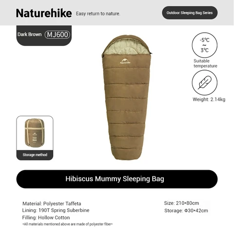 Naturehike Hibiscus Mummy Хлопковый спальный мешок темно-синий