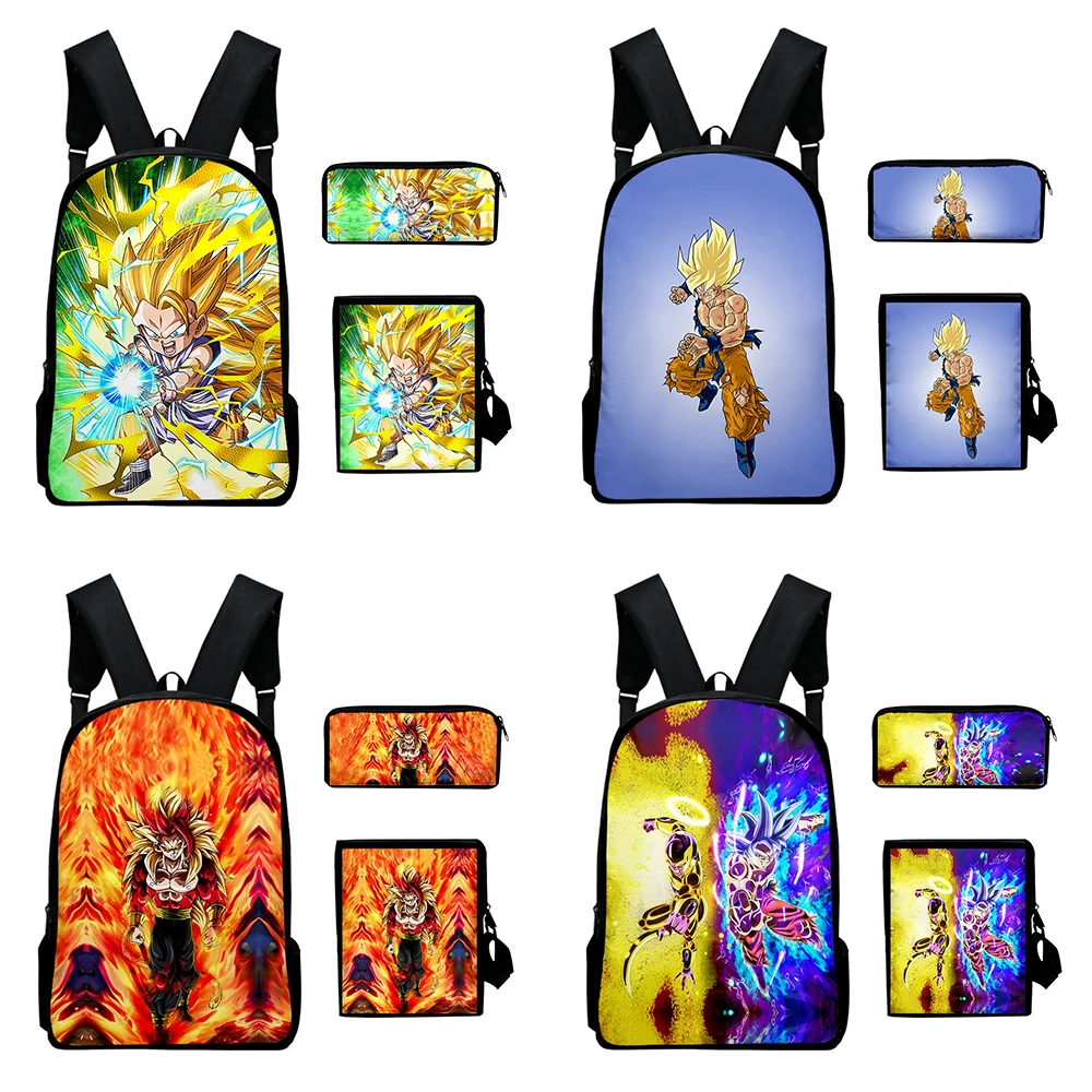 3D Print Dragon Ball 3pcs/Set Zip School Oxford Bags for Boys Girls Laptop Daypack Backpack Inclined Shoulder Bag Pencil Case