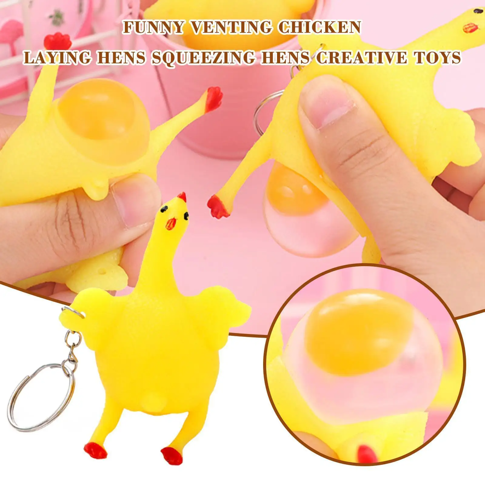 

Novelty Funny Chicken Egg Laying Hens Anti Stress Squeeze Squeeze Chicken Egg Relief Gifts Toys Laying Gadgets Keychain Str Y2Z2
