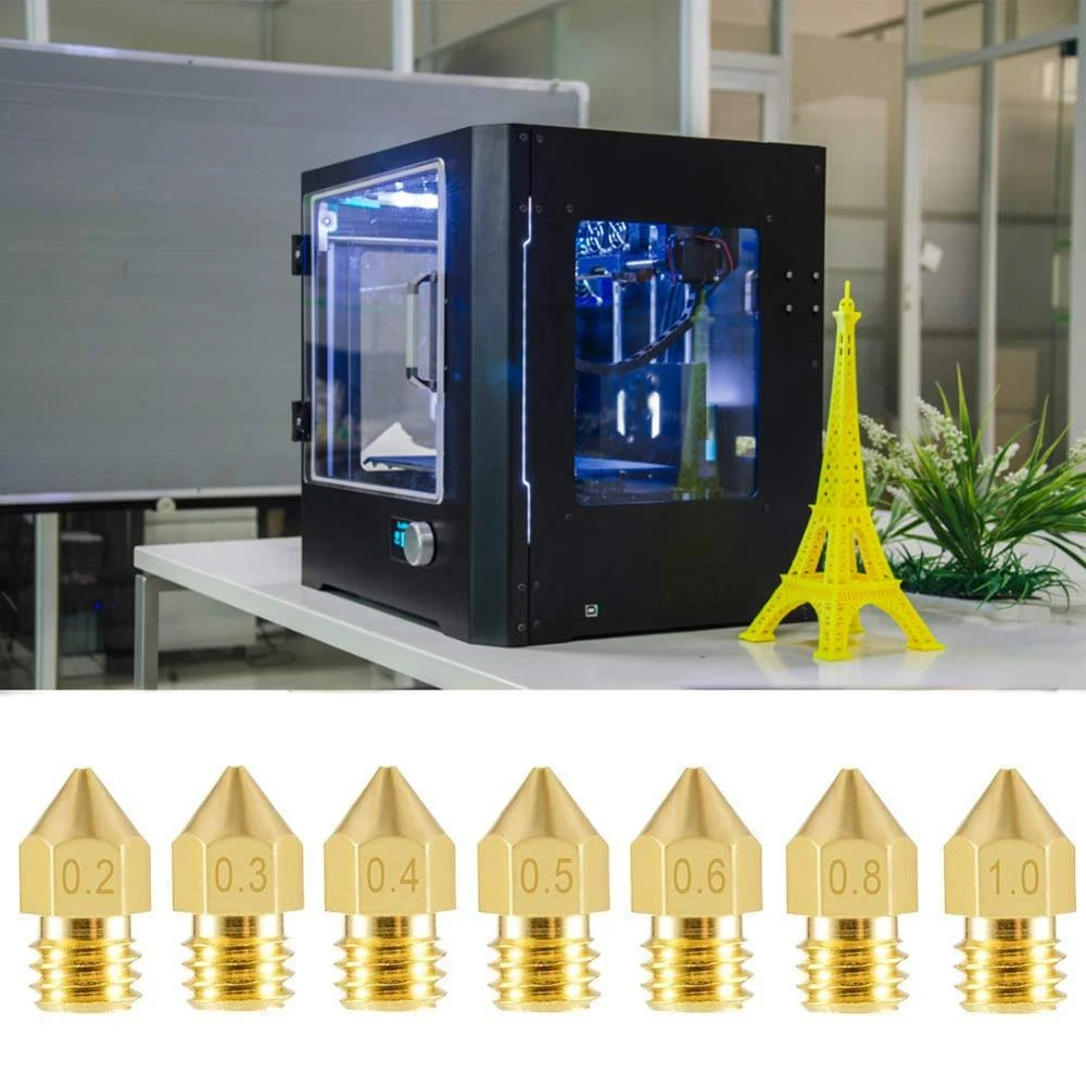 Фото Сопла из латуни Creality MK8 0.1/0.2/0.4/0.6/0.8/1 мм для 3D-принтеров CR10, CR10S, Ender-3 №5