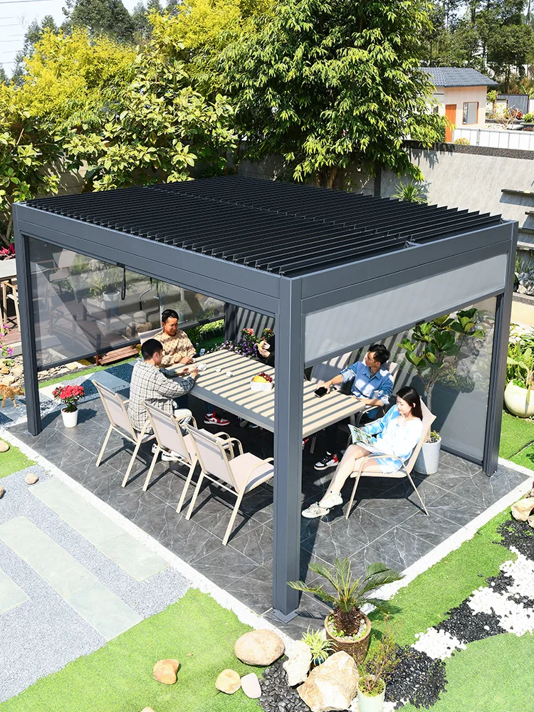 

Villa courtyard outdoor pavilion garden balcony electric sunshade outdoor balcony outdoor aluminum alloy cool pavilion