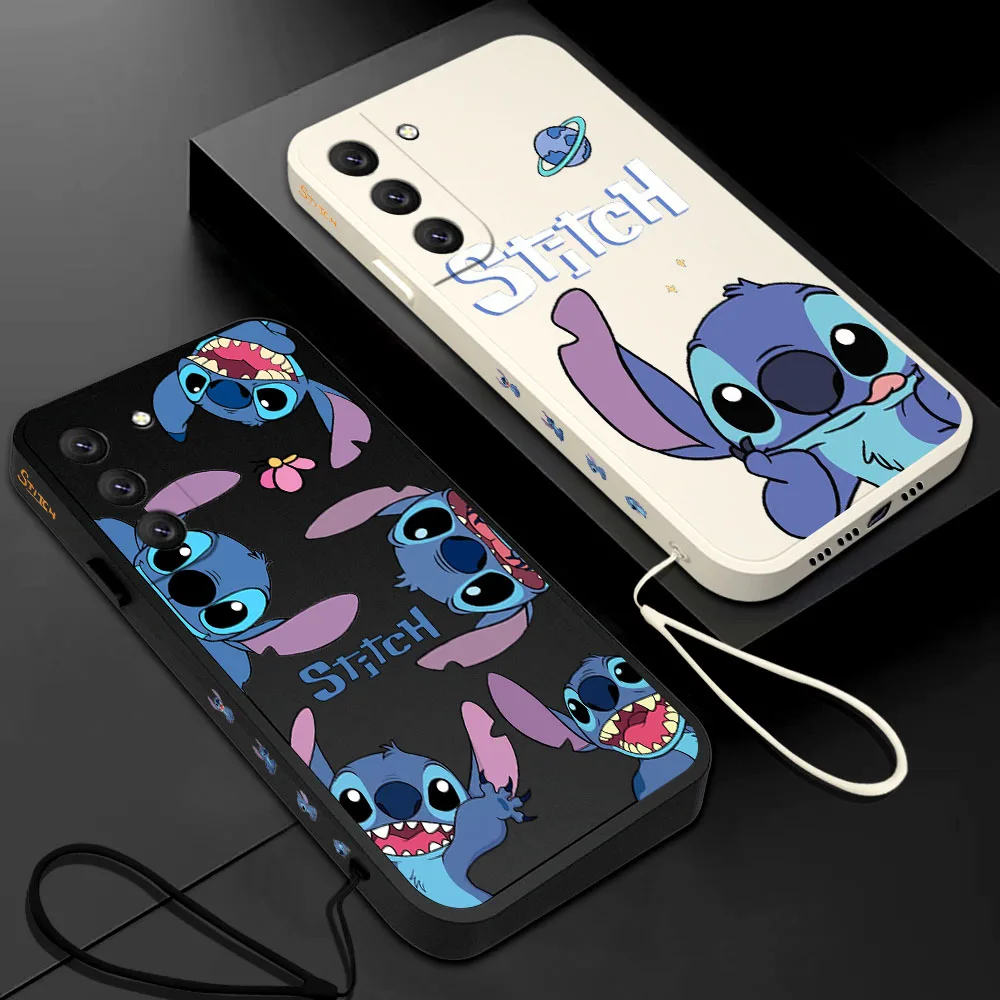 

Disney Stitch Phone Case For Samsung Galaxy S23 S22 S21 S20 Ultra Plus FE S10 4G S9 S10E Note 20 10 9 Plus With Lanyard Cover