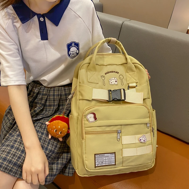 

Водонепроницаемый нейлоновый женский рюкзак, стильная дорожная сумка с пряжкой в стиле преппи, школьный ранец для ноутбука для девочек-подростков