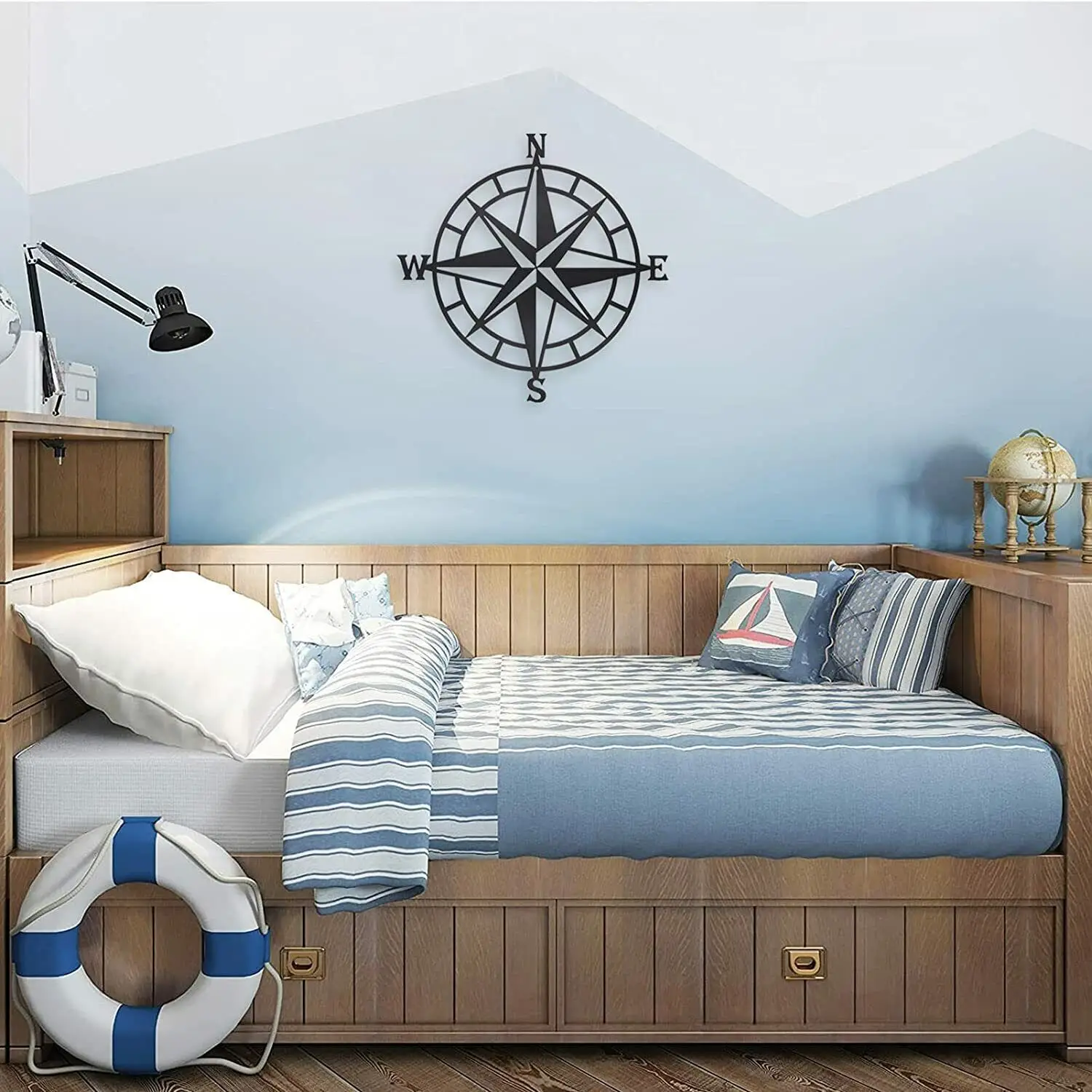 New Metal Decorative Nautical Compass Wall Décor, Ocean Theme Wall Hanging Art Living Room/Home Decoration