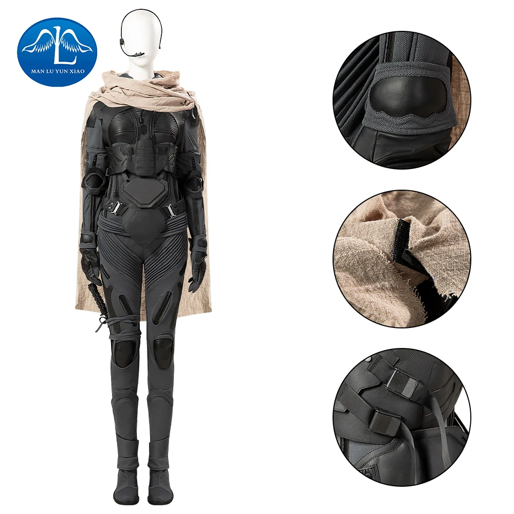 

Movie Cosplay Disguise Chani Cosplay Costume Woman Dune Black Battle Suit and Accessories Halloween Outfit Custom Size